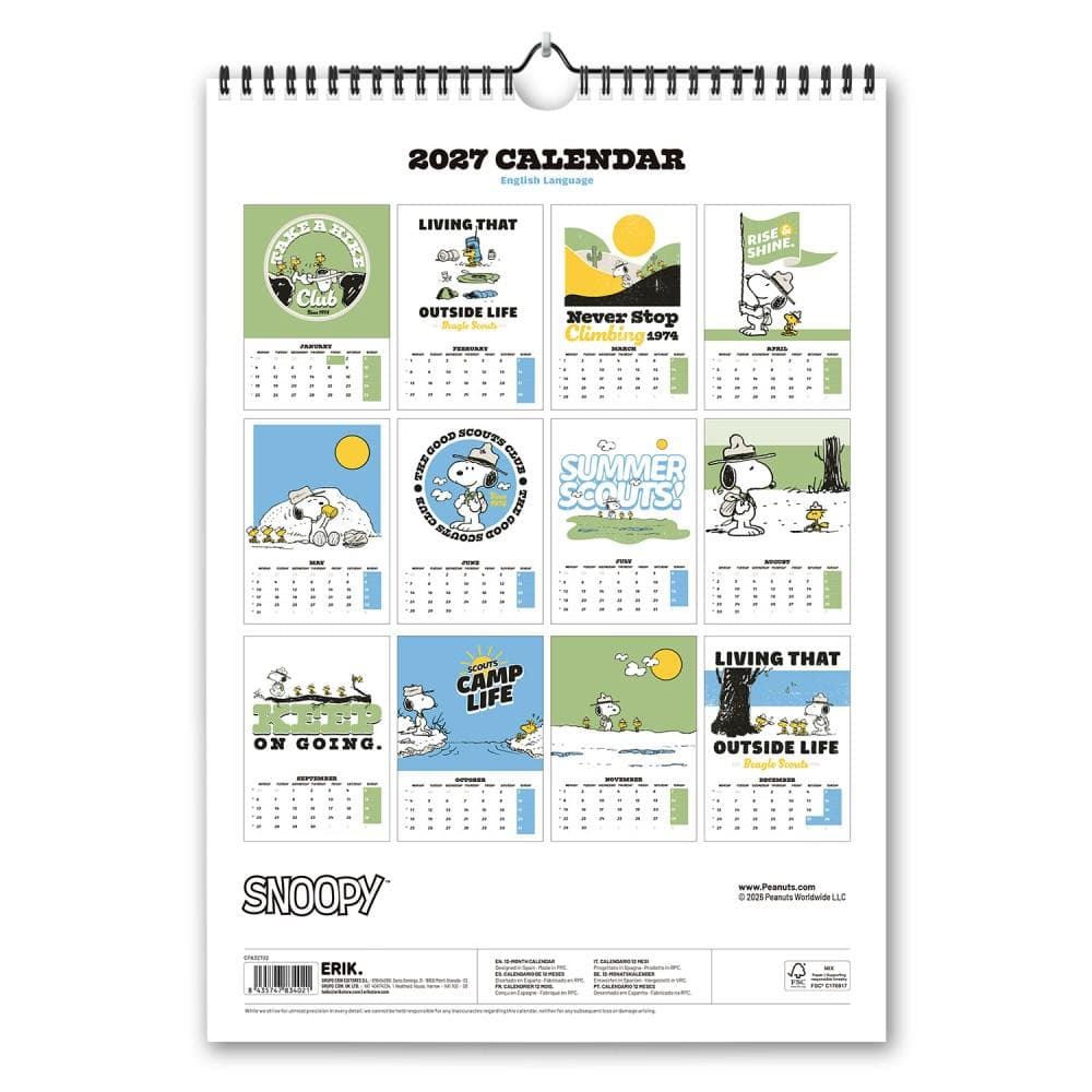 A3 Calendario de pared Snoopy 2027 - 2