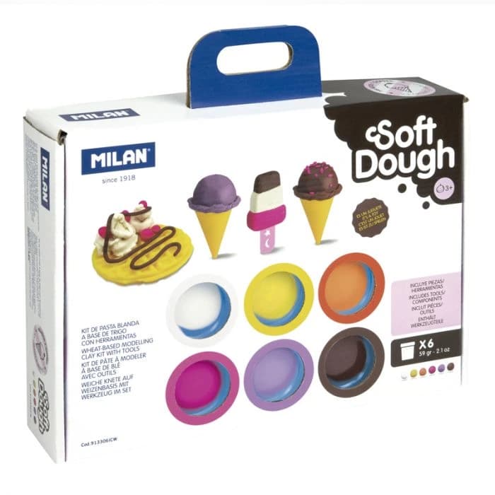 Maletín Softdough Masa 6 Colores Básicos más Herramientas de Helados