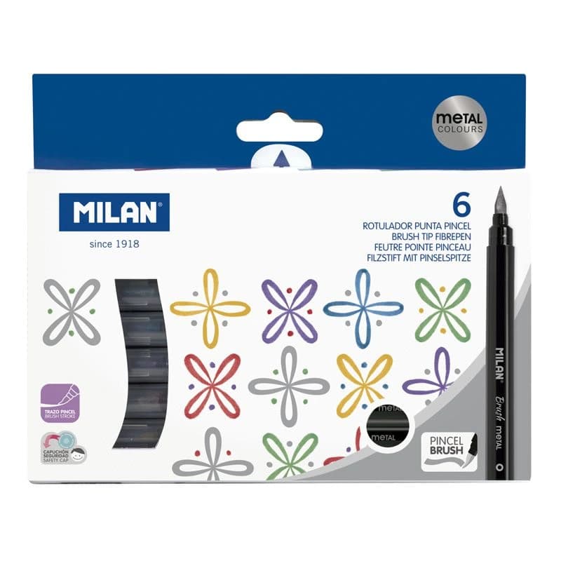 6 Pinceles Brush Metalizados